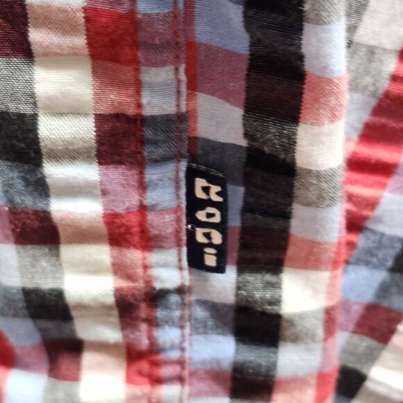 Koni Jean Co. Multi Color Plaid  Button Front Short Sleeve Shirt Size XL - Picture 4 of 13